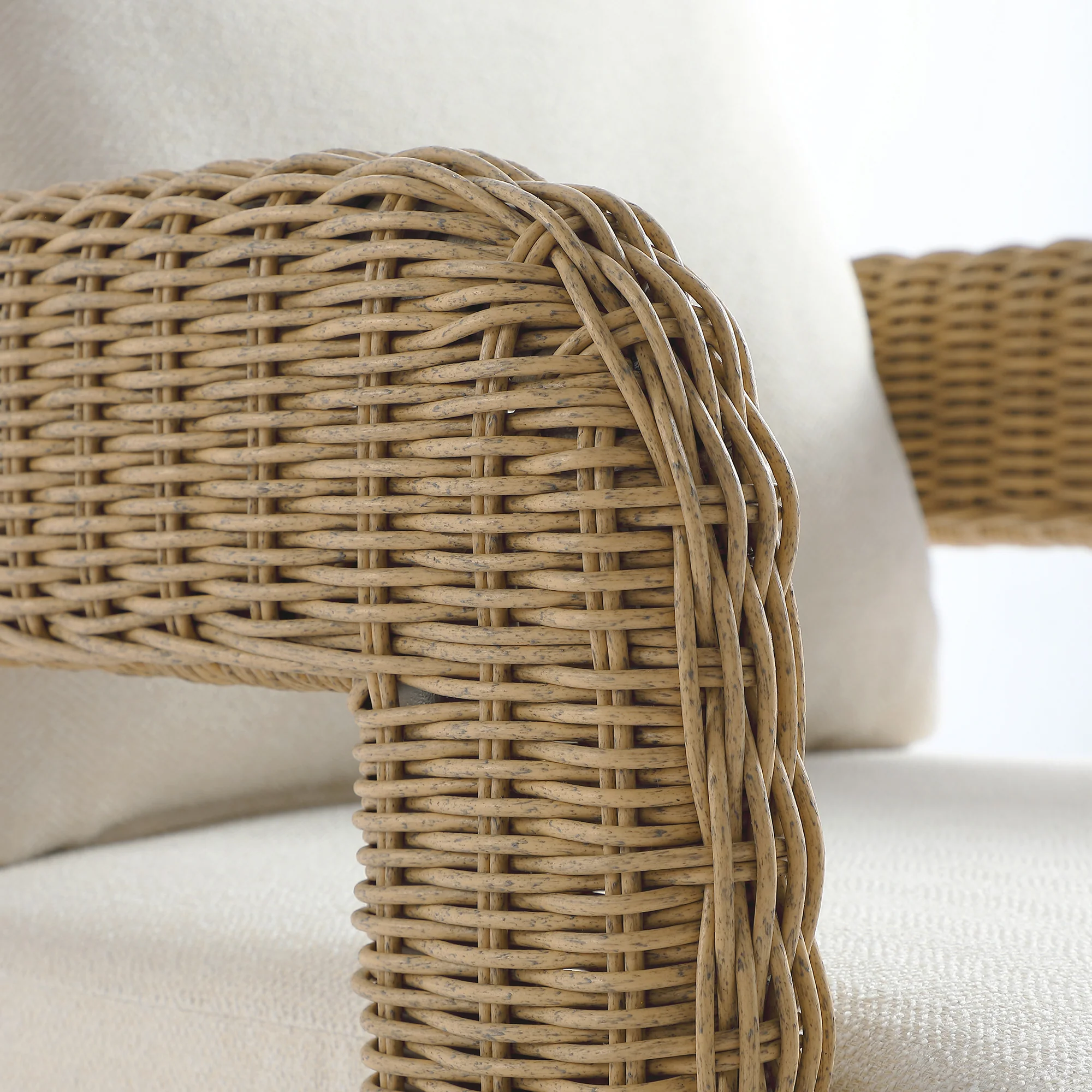Stanford Round Wicker Outdoor Dining Chair Set, Natural - Image 7