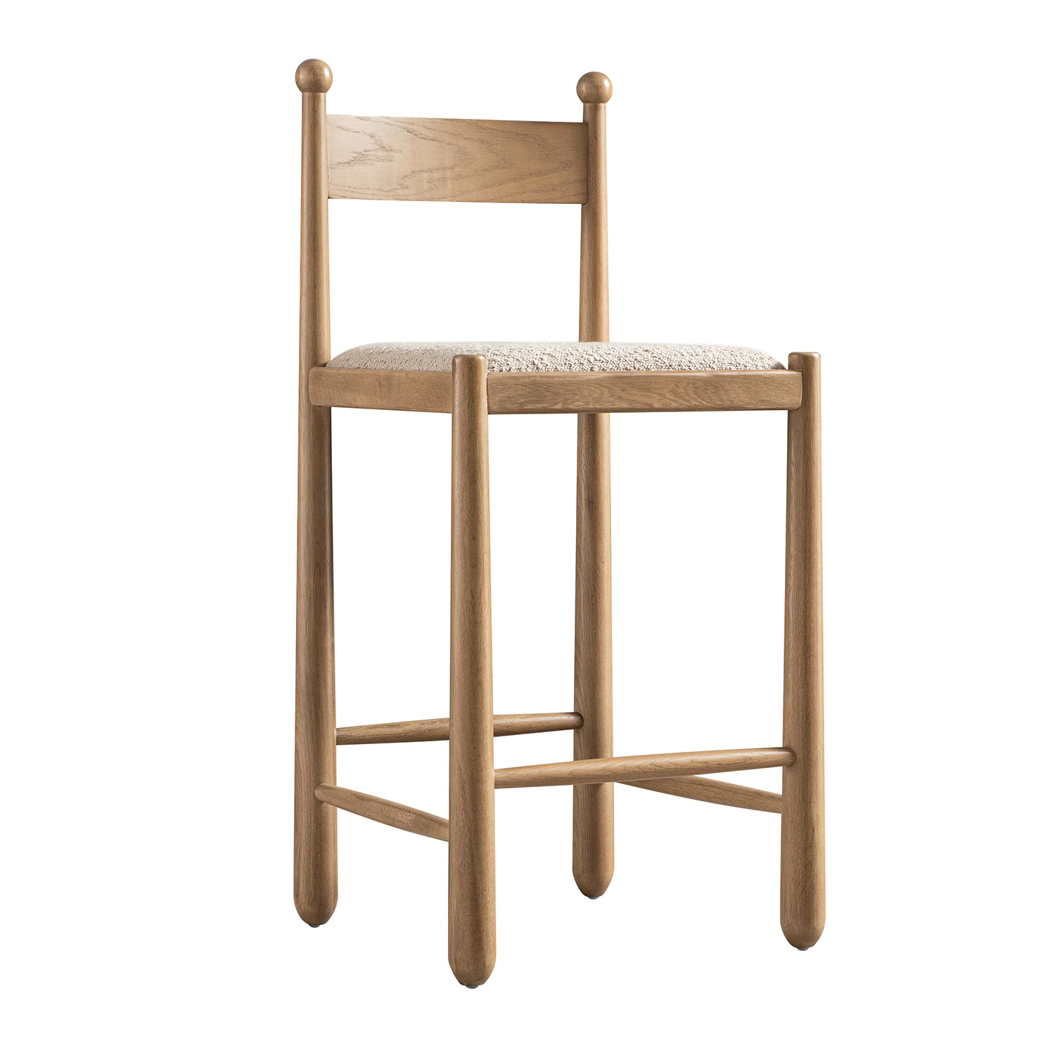 Tama Counter Stool, Light Taupe Boucle | Natural Oak Frame - Image 2