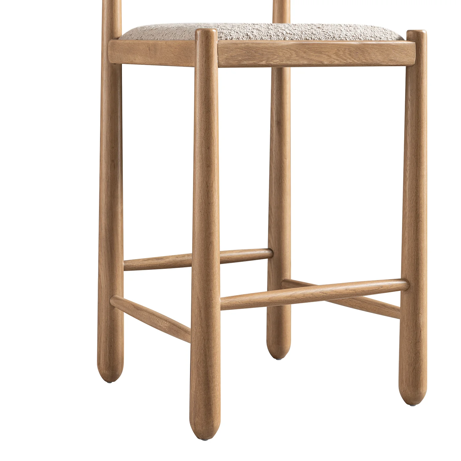 Tama Counter Stool, Light Taupe Boucle | Natural Oak Frame - Image 9