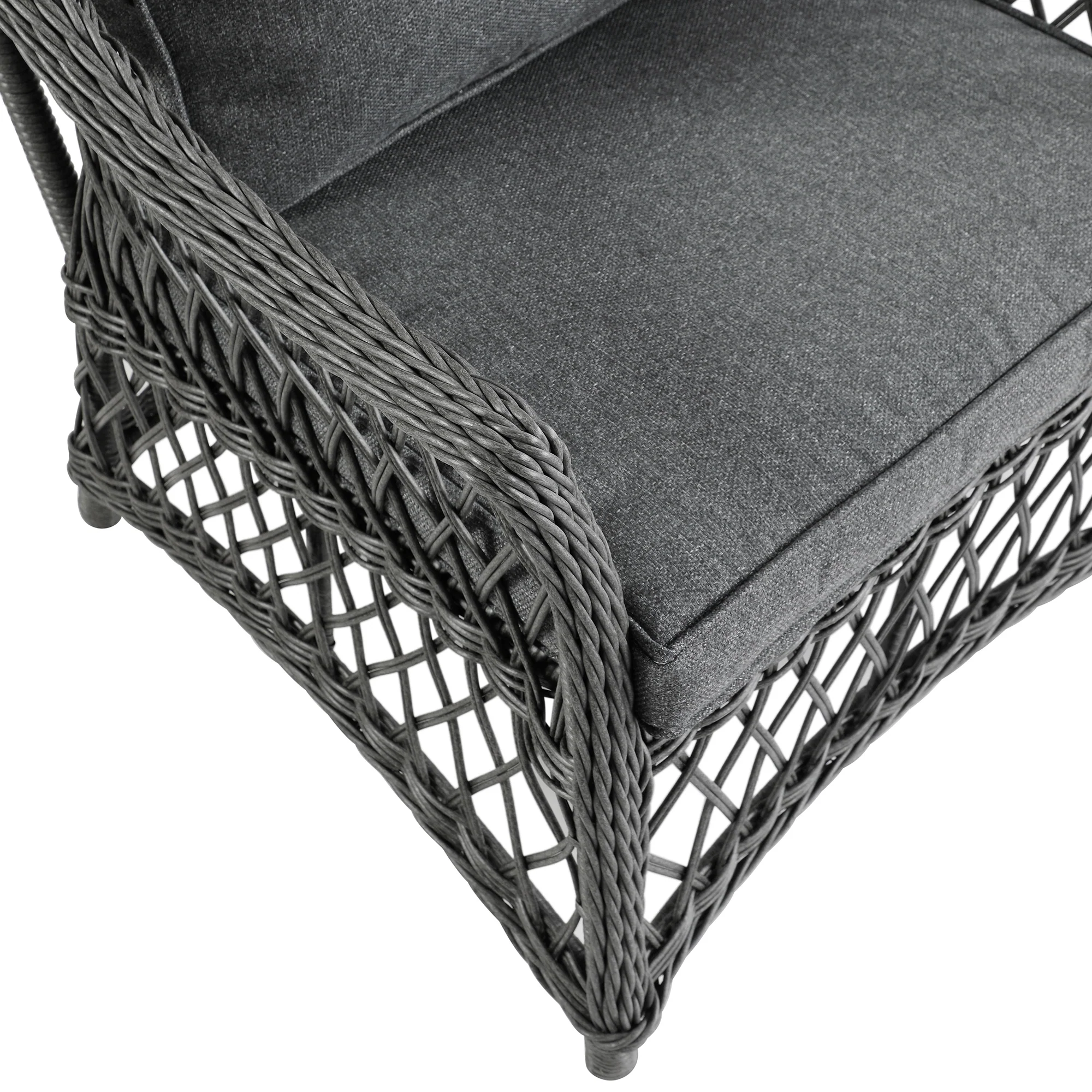Willowbrook Lattice Weave Rattan 5-Seater Sofa Set with Rising Table, Dark Grey - Image 16