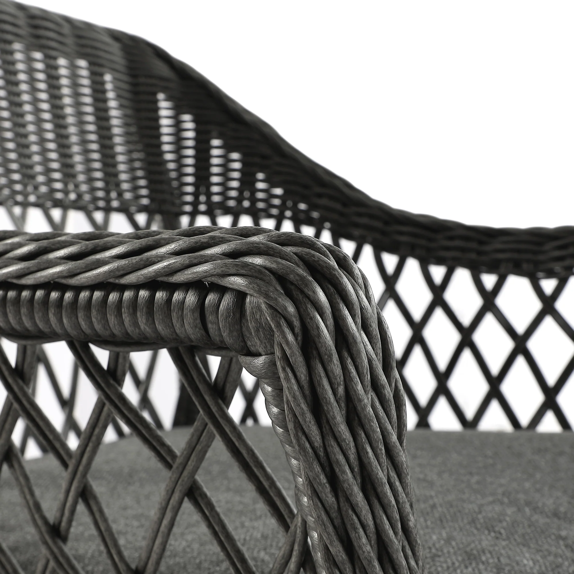 Willowbrook Lattice Weave Rattan Bistro Set, Dark Grey - Image 11