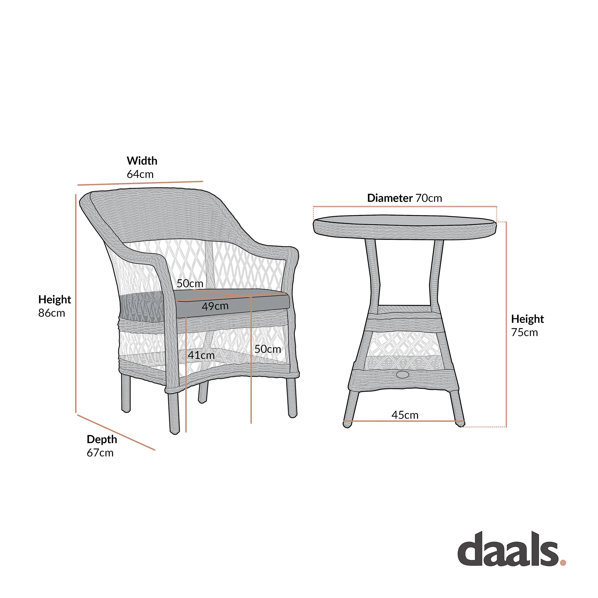 Willowbrook Lattice Weave Rattan Bistro Set, Dark Grey - Image 3