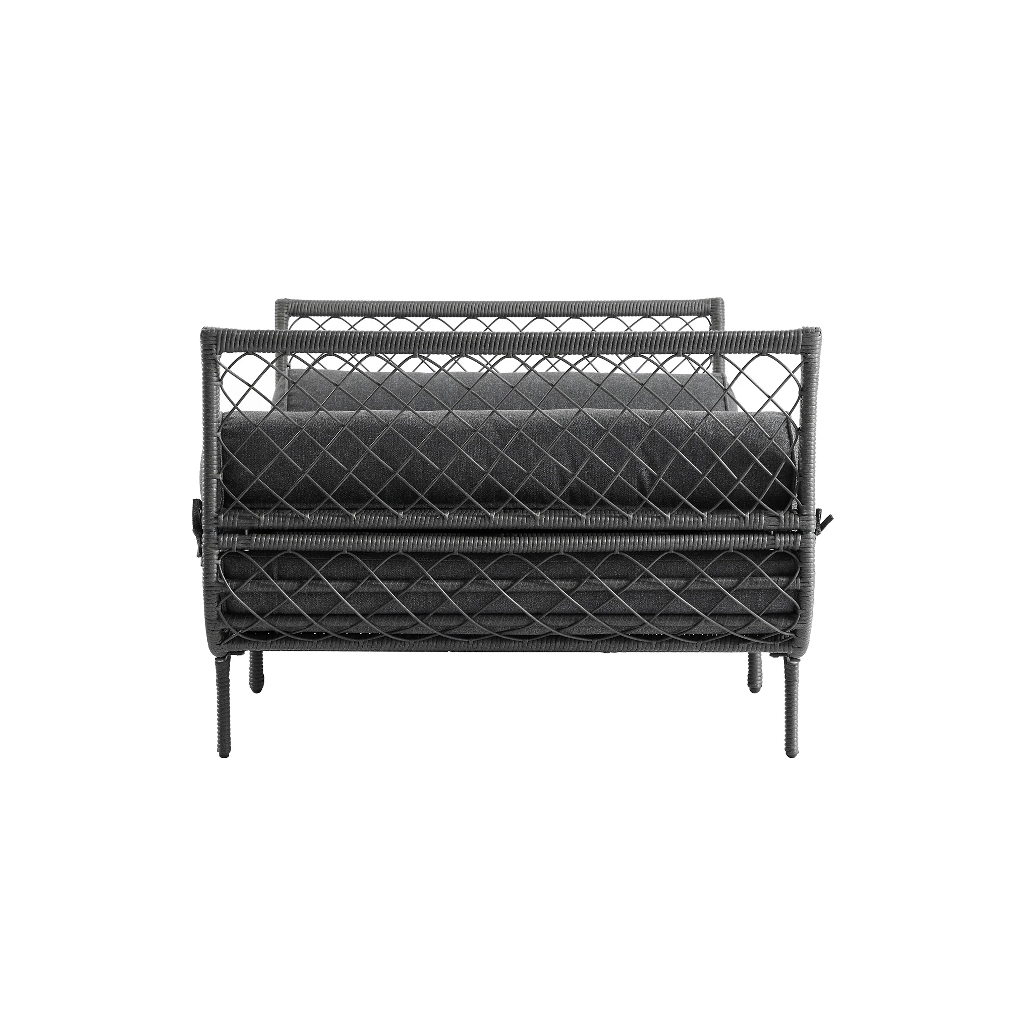 Willowbrook Lattice Weave Rattan Daybed, Dark Grey - Image 5