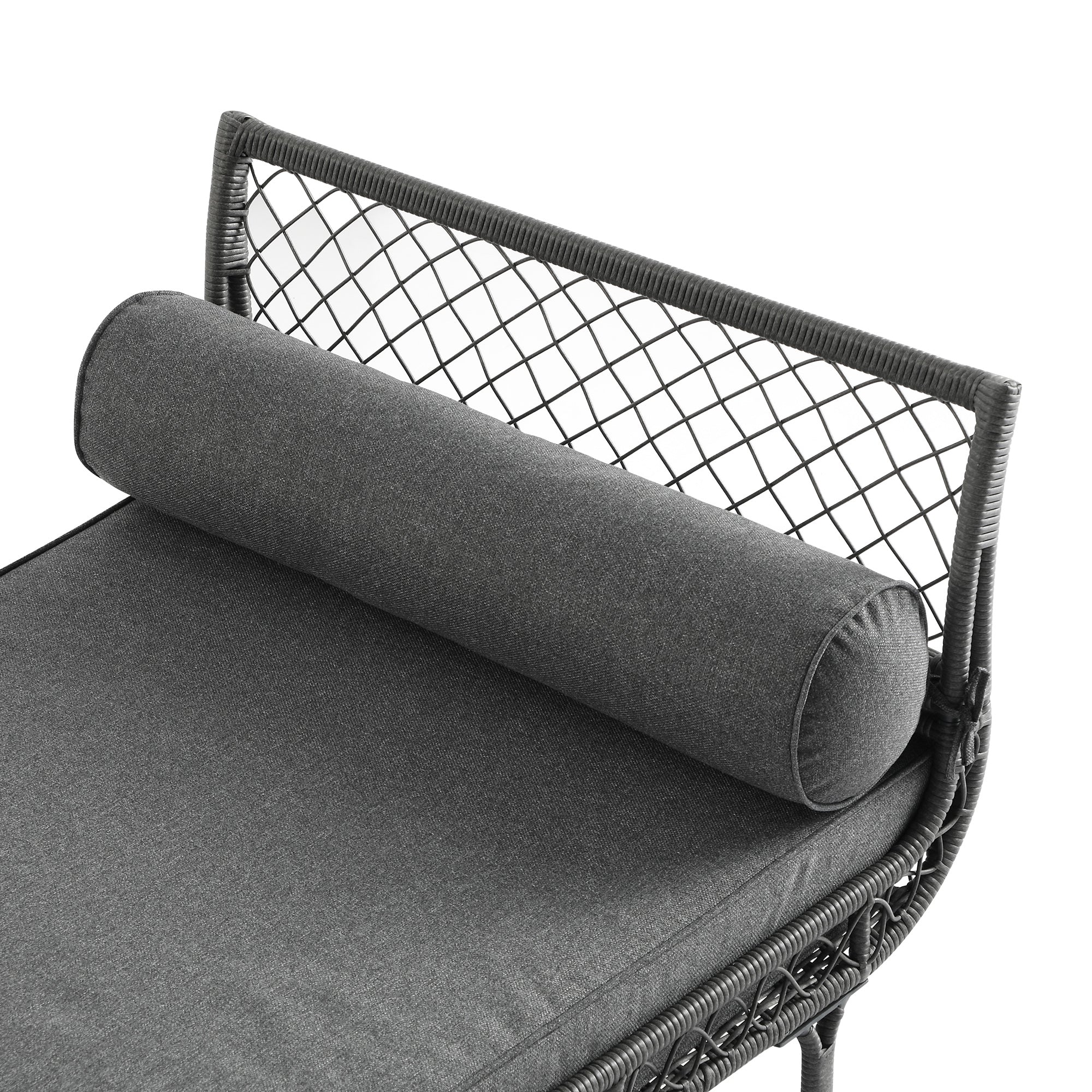 Willowbrook Lattice Weave Rattan Daybed, Dark Grey - Image 8
